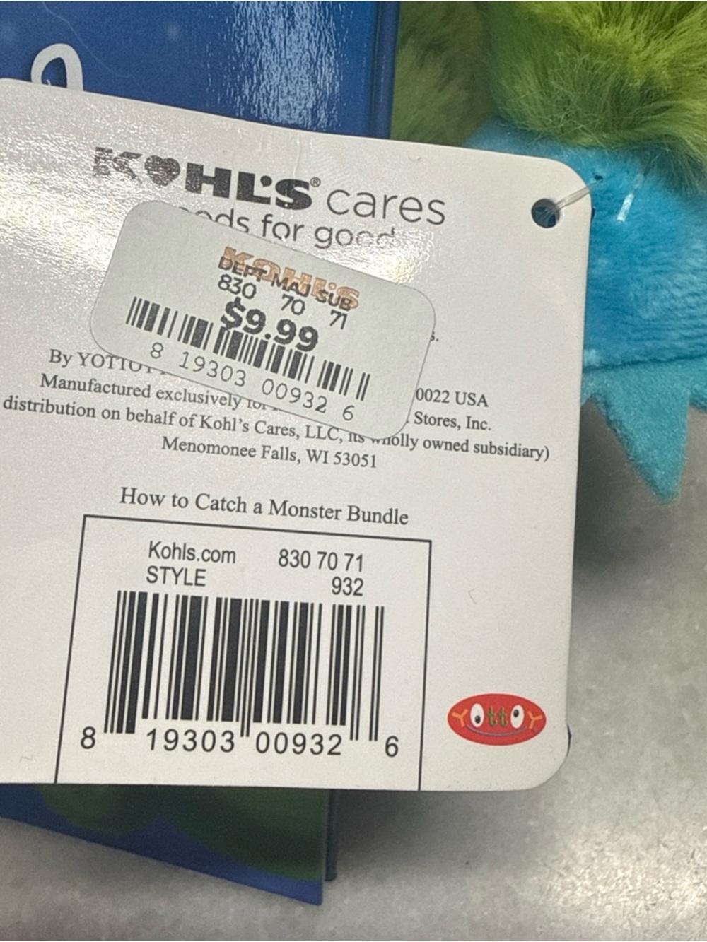 Kohl's Cares How To Catch A Monster Plush Stuffed Animal Stuffie And Book - Picture 5 of 6